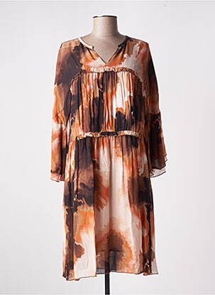 Robe mi-longue coupe fluide manches longues orange MOS MOSH femme