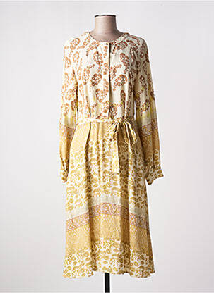 Robe mi-longue coupe évasée manches longues beige WHITE STUFF femme