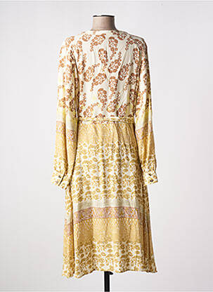 Robe mi-longue imprimé fleurs manches longues beige WHITE STUFF femme