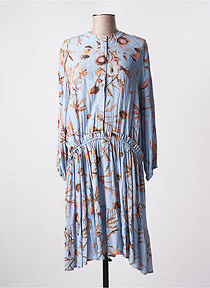 Robe mi-longue imprimé fleurs manches longues bleu MOS MOSH femme