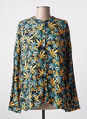 Chemisier imprimé fleurs manches longues bleu FIVE femme