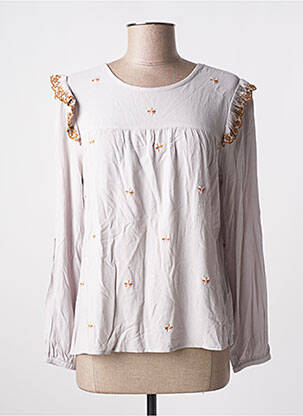 Blouse légère et transparente manches longues gris INDI & COLD femme