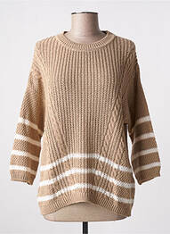 Pull stretch manches 3/4 marron INDI & COLD femme