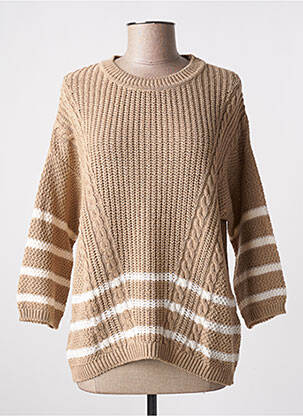 Pull stretch manches 3/4 marron INDI & COLD femme