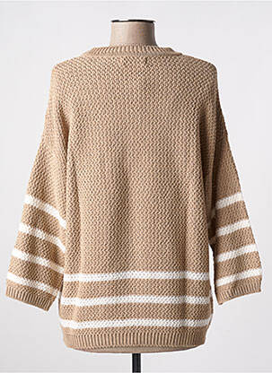 Pull stretch manches 3/4 marron INDI & COLD femme