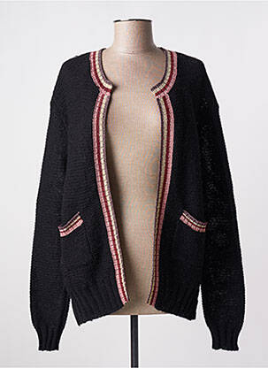 Gilet manches longues col rond noir FIVE femme