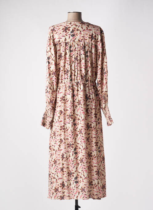 Robe mi-longue coupe fluide manches longues beige MOS MOSH femme