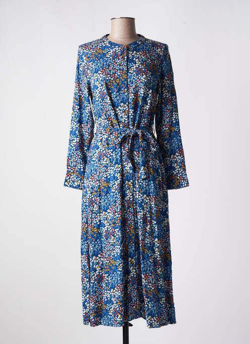 Robe mi-longue coupe fluide manches longues bleu WHITE STUFF femme