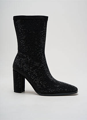 Bottines/boots tissage satiné talon de 7 à 9cm noir LODI femme