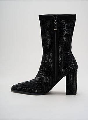 Bottines/boots tissage satiné talon de 7 à 9cm noir LODI femme