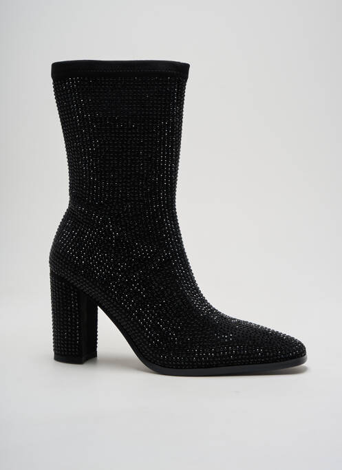 Bottines/boots tissage satiné talon de 7 à 9cm noir LODI femme