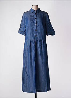 Robe longue manches courtes manches courtes bleu NINATI femme