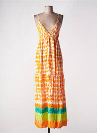 Robe longue coupe cintrée fines bretelles orange OTTANTOTTO femme