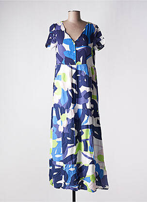 Robe longue manches courtes manches courtes bleu SURKANA femme