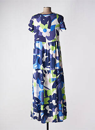 Robe longue manches courtes manches courtes bleu SURKANA femme