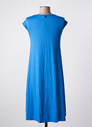 Robe mi-longue manches courtes manches courtes bleu MALOKA femme