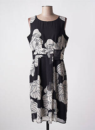 Robe mi-longue imprimé fleurs sans manche noir NINATI femme