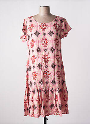 Robe mi-longue coupe fluide manches courtes rose AGATHE & LOUISE femme