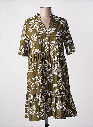 Robe courte manches courtes manches courtes vert LE BOUDOIR D'EDOUARD femme