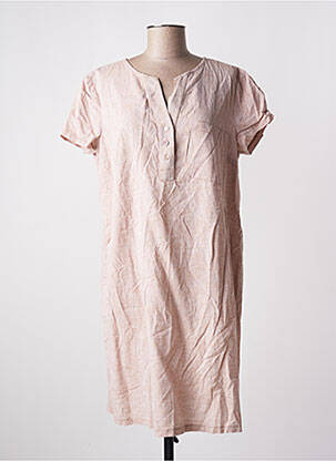 Robe mi-longue tissage crêpe manches courtes beige LE BOUDOIR D'EDOUARD femme