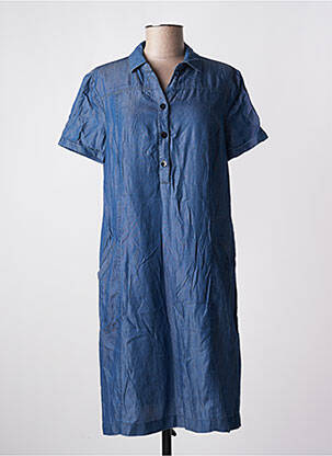 Robe mi-longue manches courtes manches courtes bleu NINATI femme