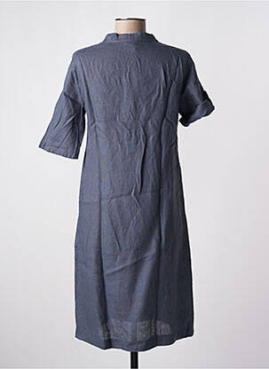 Robe mi-longue tissage crêpe manches courtes bleu NINATI femme