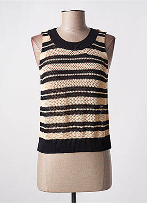 Pull coupe cintrée sans manche noir SURKANA femme