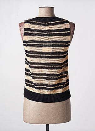 Pull coupe cintrée sans manche noir SURKANA femme