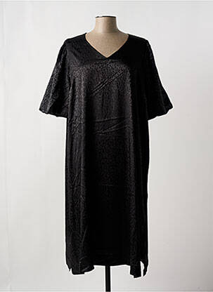 Robe mi-longue manches courtes manches courtes noir ZHENZI femme