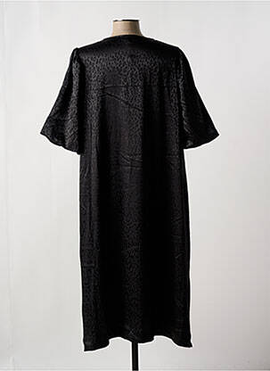 Robe mi-longue coupe fluide manches courtes noir ZHENZI femme