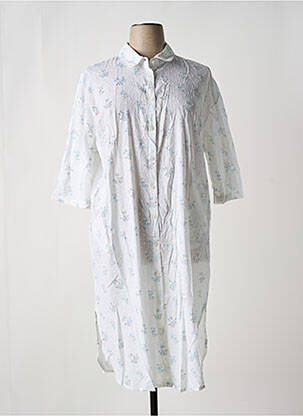Robe mi-longue imprimé fleurs manches 3/4 blanc ZHENZI femme