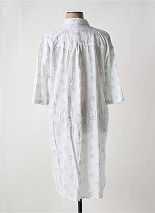 Robe mi-longue imprimé fleurs manches 3/4 blanc ZHENZI femme