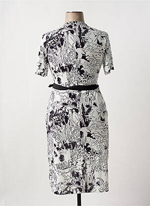 Robe mi-longue imprimé fantaisie manches courtes noir MALOKA femme