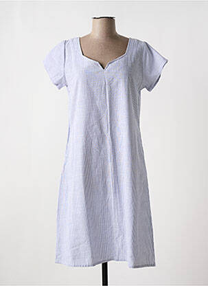 Robe mi-longue tissage crêpe manches courtes bleu AGATHE & LOUISE femme
