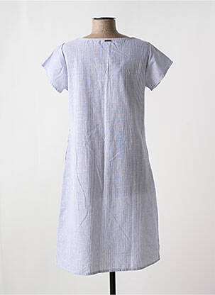 Robe mi-longue tissage crêpe manches courtes bleu AGATHE & LOUISE femme