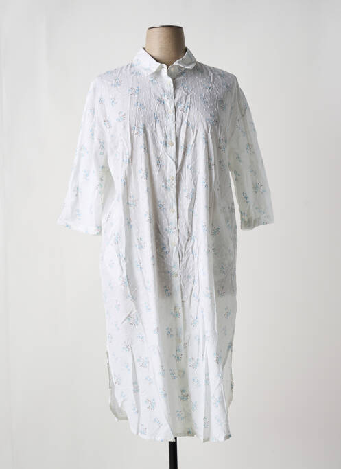 Robe mi-longue coupe fluide manches 3/4 blanc ZHENZI femme
