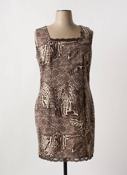 Robe mi-longue marron QUATRE VINGT JOURS pour femme