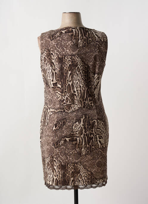 Robe mi-longue marron QUATRE VINGT JOURS pour femme