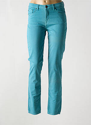 Pantalon slim tissage popeline taille normale bleu MENSI COLLEZIONE femme