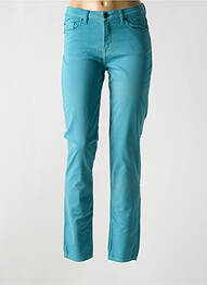 Pantalon slim tissage popeline taille normale bleu MENSI COLLEZIONE femme
