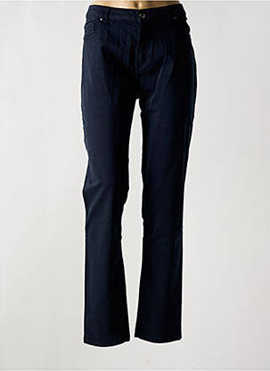 Pantalon slim tissage popeline taille normale bleu MENSI COLLEZIONE femme