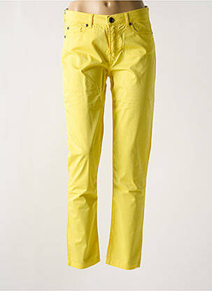 Pantalon slim tissage popeline taille normale jaune MENSI COLLEZIONE femme