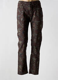 Pantalon slim tissage popeline taille normale marron MENSI COLLEZIONE femme