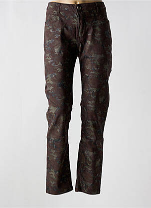 Pantalon slim tissage popeline taille normale marron MENSI COLLEZIONE femme