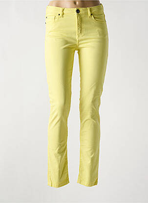 Pantalon slim tissage popeline taille normale jaune MENSI COLLEZIONE femme