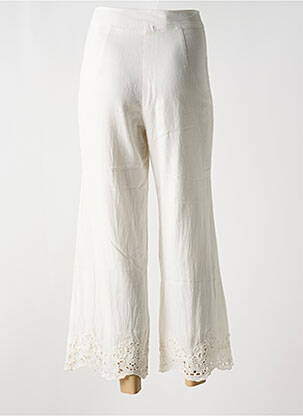 Pantalon flare fermeture zippée sous rabat avec crochet taille haute beige MD'M femme