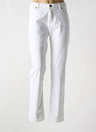 Pantalon slim tissage popeline taille normale blanc MENSI COLLEZIONE femme