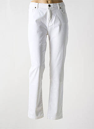 Pantalon slim tissage popeline taille normale blanc MENSI COLLEZIONE femme