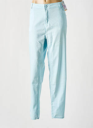 Pantalon slim tissage popeline taille normale bleu QUATRE VINGT JOURS femme