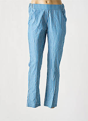 Pantalon droit tissage popeline taille normale bleu FLIRT COLLECTION femme